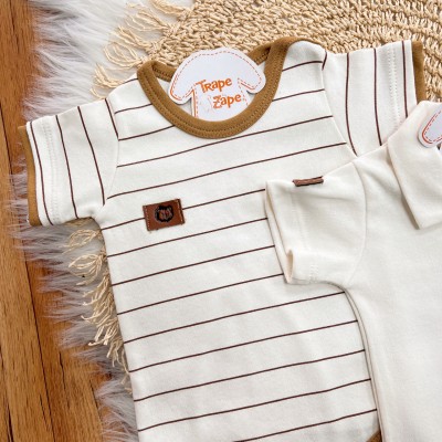Conj. de Malha 3 peças - Leão com Jubinha - Caramelo e Off White